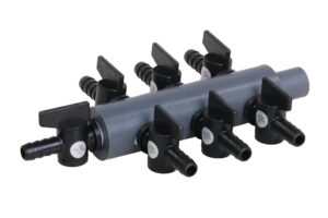 Luchtverdeler met 18 mm aansluiting en 11 uitgangen van 9 mm