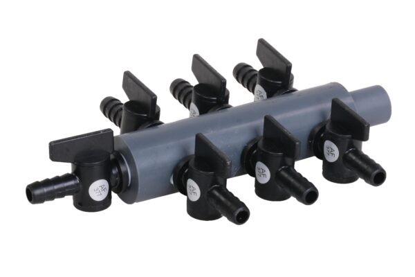 Luchtverdeler met 18 mm aansluiting en 3 uitgangen van 9 mm